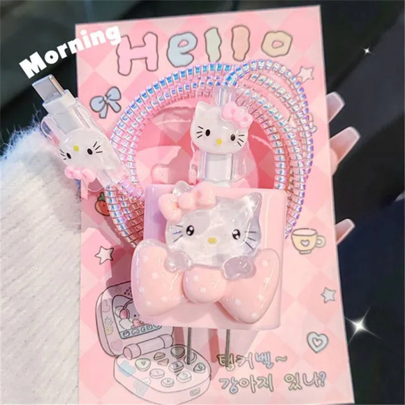 Hello Kitty Big Bow iPhone CHarger Cable Protector P39 - Picture 1 of 2